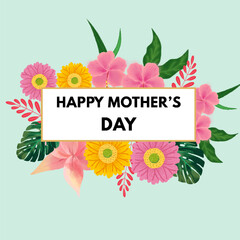 Happy mother's day floral greeting card celebrating mom with love and family