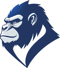 Intimidating Gorilla Head Logo with Strong Jaw and Intense Stare