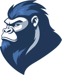 Powerful Gorilla Head Logo Design with Bold Lines and Fierce Expression