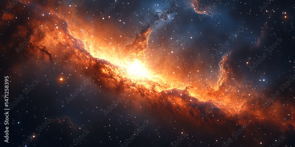 Canvas Prints a majestic star-forming region with dynamic light patterns and glowing cloud textures.