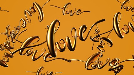 Text Loves in gold.
3DCG abstract 3D illustration.
