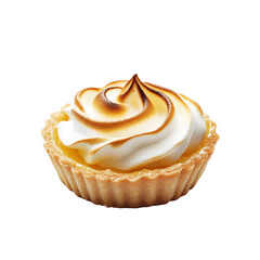 Delicious Lemon Meringue Tart with Golden Swirled Topping, Perfect for Dessert Lovers on transparent background