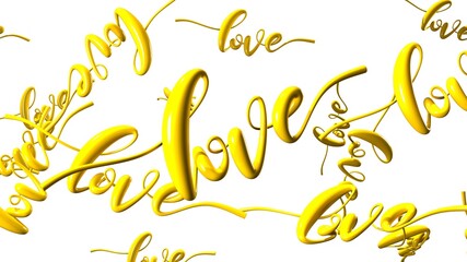 Text Loves in yellow.
3DCG abstract 3D illustration.