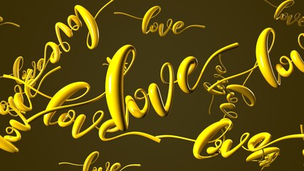 Text Loves in yellow.
3DCG abstract 3D illustration.