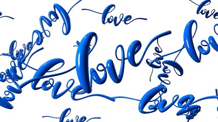 Text Loves in blue.
3DCG abstract 3D illustration.