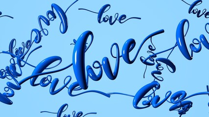 Text Loves in blue.
3DCG abstract 3D illustration.