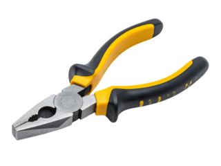 Gripping Pliers: A Tool's Precision with Yellow Handles and Transparent Background