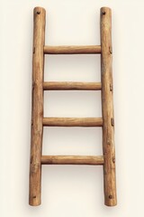 Rustic wooden ladder stands against a white wall studio shot simple design element close up shot home decor renovation
