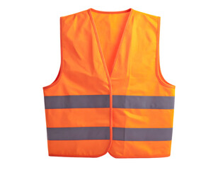 Safety Vest: Orange Fabric with Reflective Stripes, Transparent Background