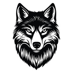 Wolf black color on isolated white background