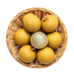 Artistic composition of peeled longan showing white pulp and black seed, isolated on transparent background, excellent for culinary branding, fruit photography, or natural health ads.