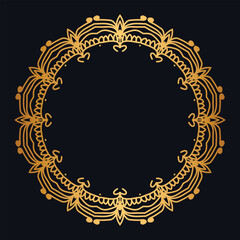 Luxury golden circle frame transparent with vintage mandala gold circular pattern clipart