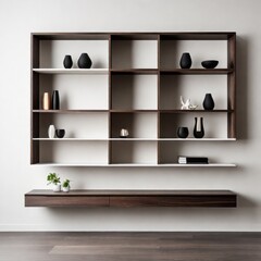 Shelf on a white background. Dark veneer.