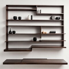 Shelf on a white background. Dark veneer.