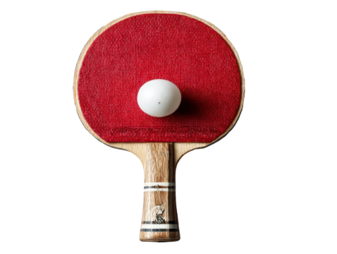 Table tennis match action indoor arena sports photography dynamic. Isolated on transparent background, png.
