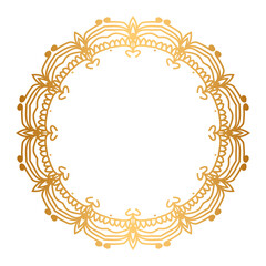 Luxury golden circle frame transparent with vintage mandala gold circular pattern