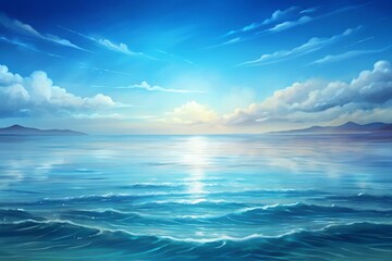 Obraz premium Tranquil Ocean Sunset Serene Seascape Background for Design Projects