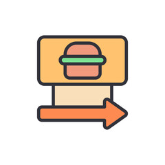 Stylized Directional Sign Featuring a Hamburger for Food Services 