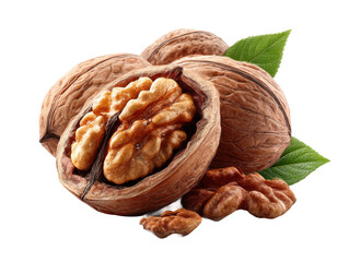 Harvesting fresh walnuts orchard food photography bright setting. Isolated on transparent background, png.