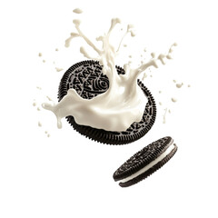 Delicious Oreo Cookies with Milk Splash, Perfect for Snacking and Indulging in Sweet Treats on transparent background