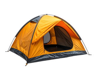 Setting Up a Dome Tent Outdoors with Transparent Background