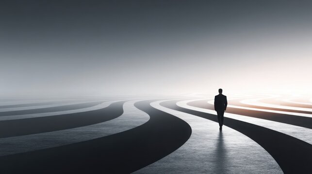 Person walking on road symbolizing leadership vision through journey and pathway in executive context