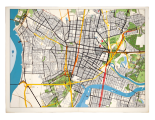 Cityscape Roads Map Design, Illustrative, Transparent Background