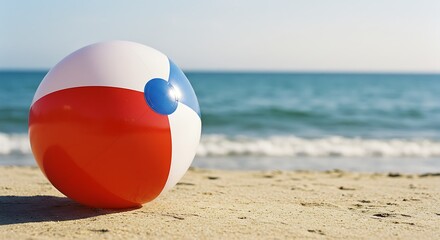 Obraz premium Beach Ball Bliss: Summertime Fun on Sandy Shore