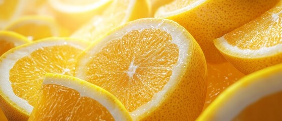 Close-up view of citrus fruit slices.