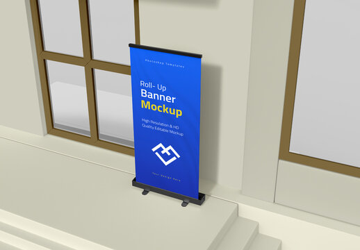  Indoor Roll Up Banner Mockup 