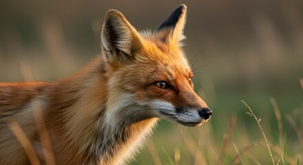 Fototapeta premium Red fox in profile, golden hour