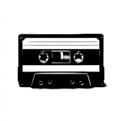 Obraz premium Black and White Cassette Tape: A Retro Audio Relic, Evoking Nostalgia for the Golden Age of Analog Music