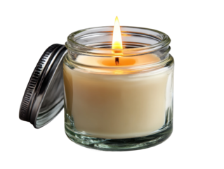 Flickering candlelight cozy home product photography warm atmosphere. Isolated on transparent background, png.
