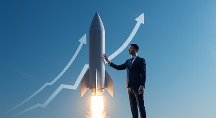 Obraz premium Business Growth Launching Your Startup with Rocket Speed