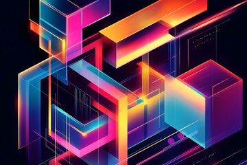 Abstract Illustration of Geometric Shapes and Structured Elements for a Modern Artistic Composition