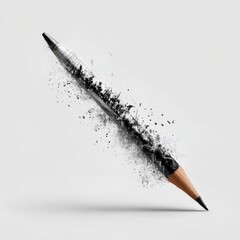 The Ephemeral Pencil: A Metaphor for Creativity Dissolving Into Digital Dust on a Clean White Backdrop.