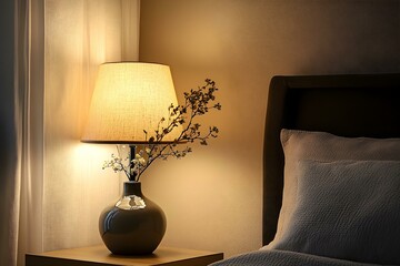 Elegant Bedroom Lamp with Vase Casting Warm Light for a Cozy and Sophisticated Ambiance