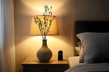 Elegant Bedroom Lamp with Vase Casting Warm Light for a Cozy and Sophisticated Ambiance