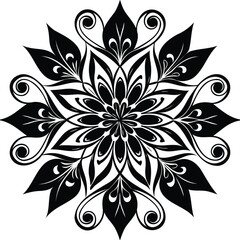 Floral Mandala Design with Intricate Line Patterns