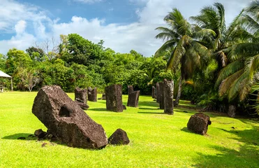 Stone Monoliths of Badrulchau on Babeldaop Island in Palau, Micronesia in Oceania