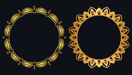 Set of decorative frames Elegant vector element for design in Eastern style, place for text. Floral black, gold and gray borders. Lace illustration for invitations and greeting cards