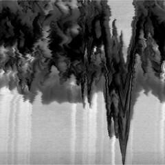 Obraz premium Vertical chaotic glitch spike in grayscale distortion form.