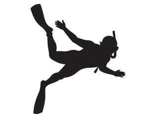 DIVING SILHOUETTE WHITE BACKGROUND
