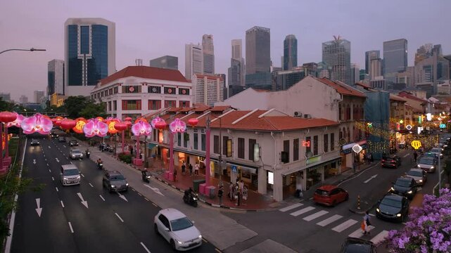 Chinatown Singapore lights up during Chinese New Year.