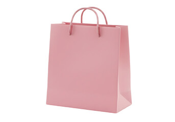 realistic pink kraft paper shopping bag with twisted handles isolated on transparent background.
