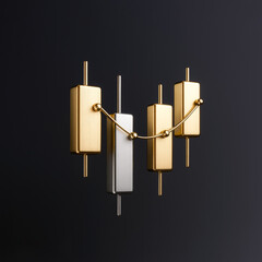 3D Candlestick Chart with Gold and Silver Bars &ndash; Trading, Crypto, and Stock Market Visualization