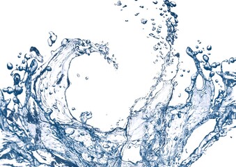 抽象的な青い波と水しぶきの3dイラスト