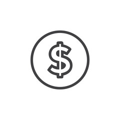 Obraz premium Dollar Sign Icon in Circle for Financial Applications, Banking Websites, E-commerce Platforms, Economic Blogs and Business Presentations