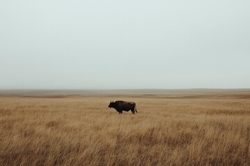 Bison in a golden field