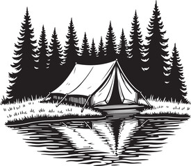 Tent Under the Stars Silhouette

Campfire Night Scene Vector

Family Camping Trip Silhouette Art

Forest Camping with Mountains Background

Adventure Camping Scene in Wilderness